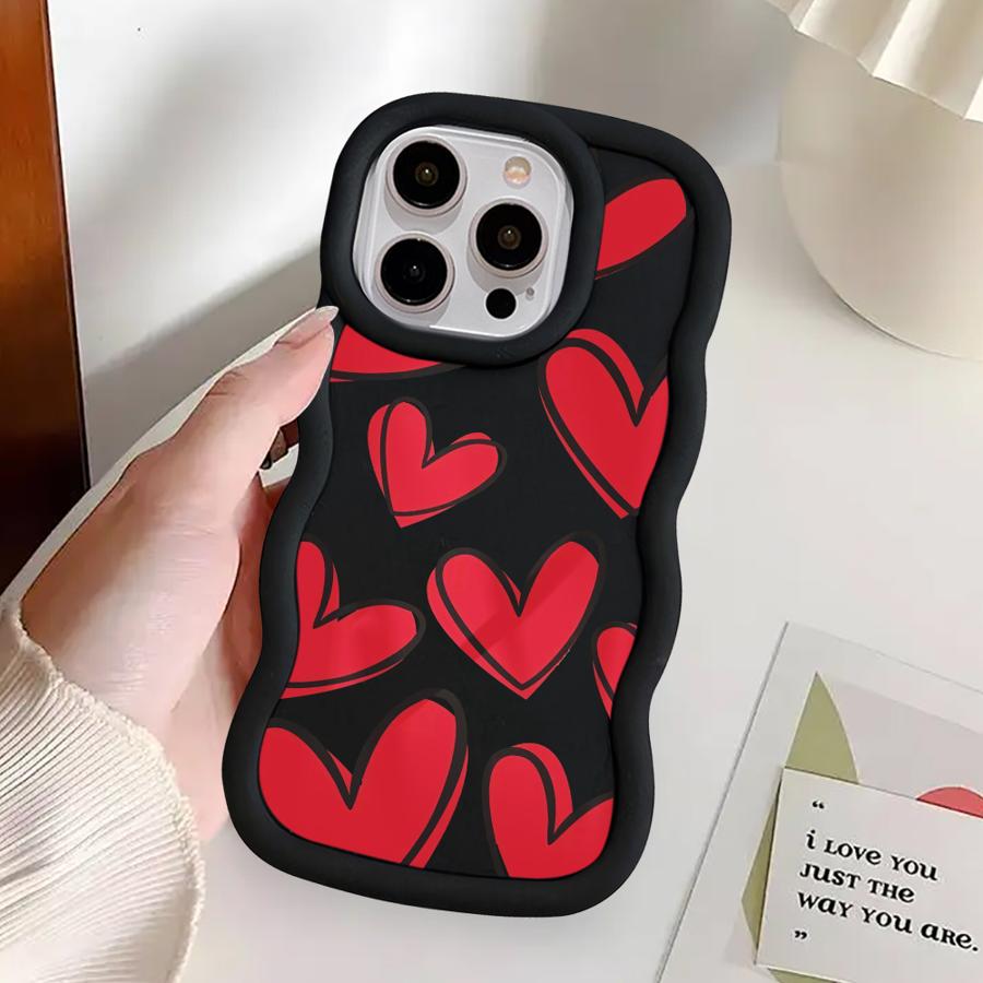 Soft Phone Cover Case for iPhone 11 14 16 Pro Max 12 8 13 17 Air XR 15 Plus Love Heart