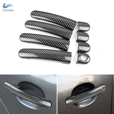 For VW Jetta MK6 Tiguan Polo For Skoda Octavia Fabia Rapid ABS Carbon Texture Car Exterior Door Handle Cover Sticker