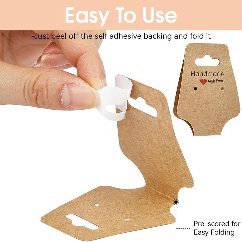 100Pcs/Lot Necklace Card Pendant Diy Handmade Folding For Hair Clip Bracelet Jewelry Display Self-Adhesive Paper Hang Tags Card
