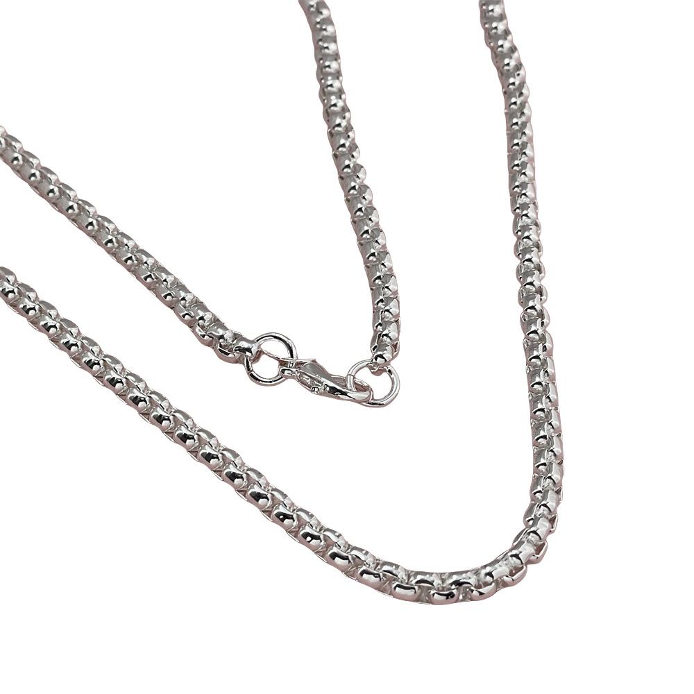 European and American Jewelry 925 Silver Plated 50-60CM 4MM Round Box Necklace