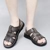 2024 Brand Summer Cowhide Outdoor Leisure Beach Sandals Fashion Men's Breathable Soft Sole Anti Slip Wear Comfortable Sandals