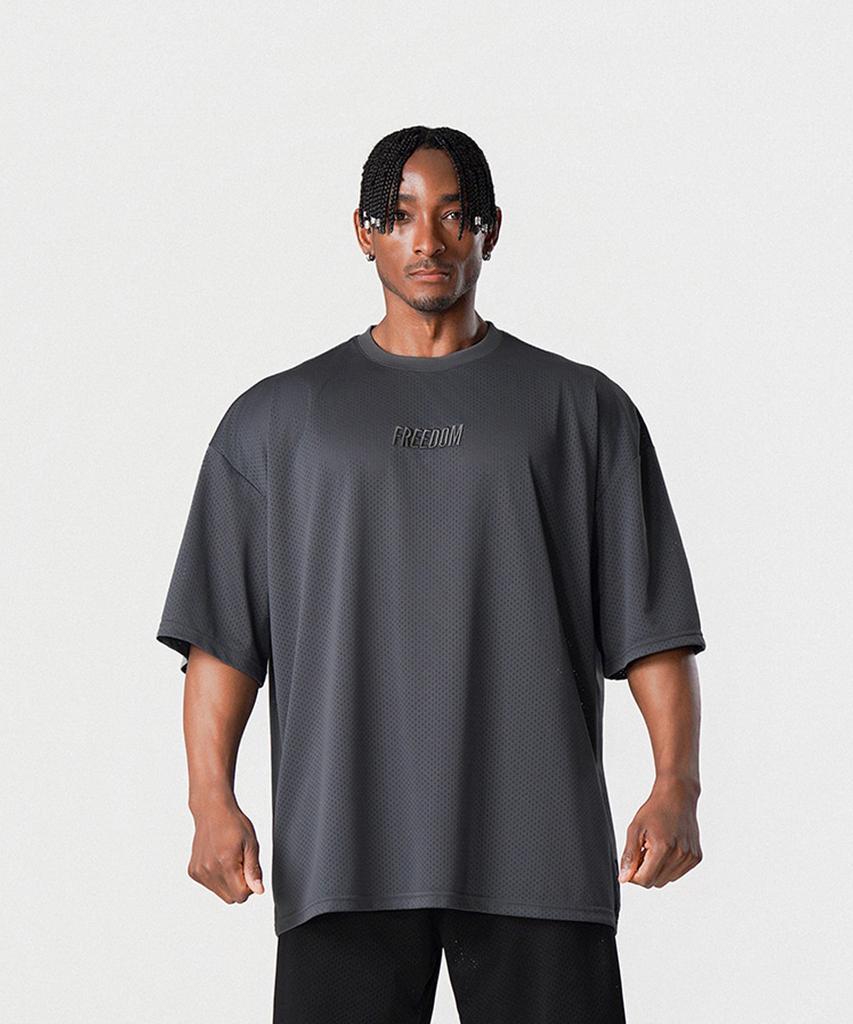 FREEDOM Logo Mesh Oversized T-Shirt (Dark Gray)