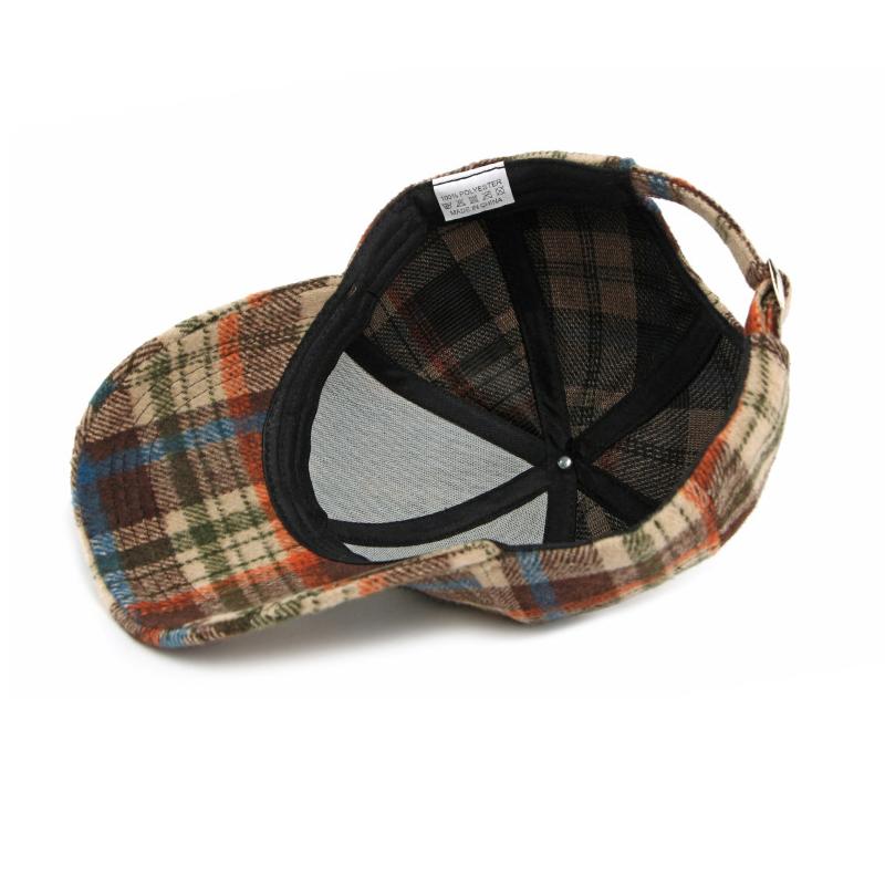 Autumn Winter Hat Women's Hard Top Baseball Cap Classic Vintage Plaid Cap for Men