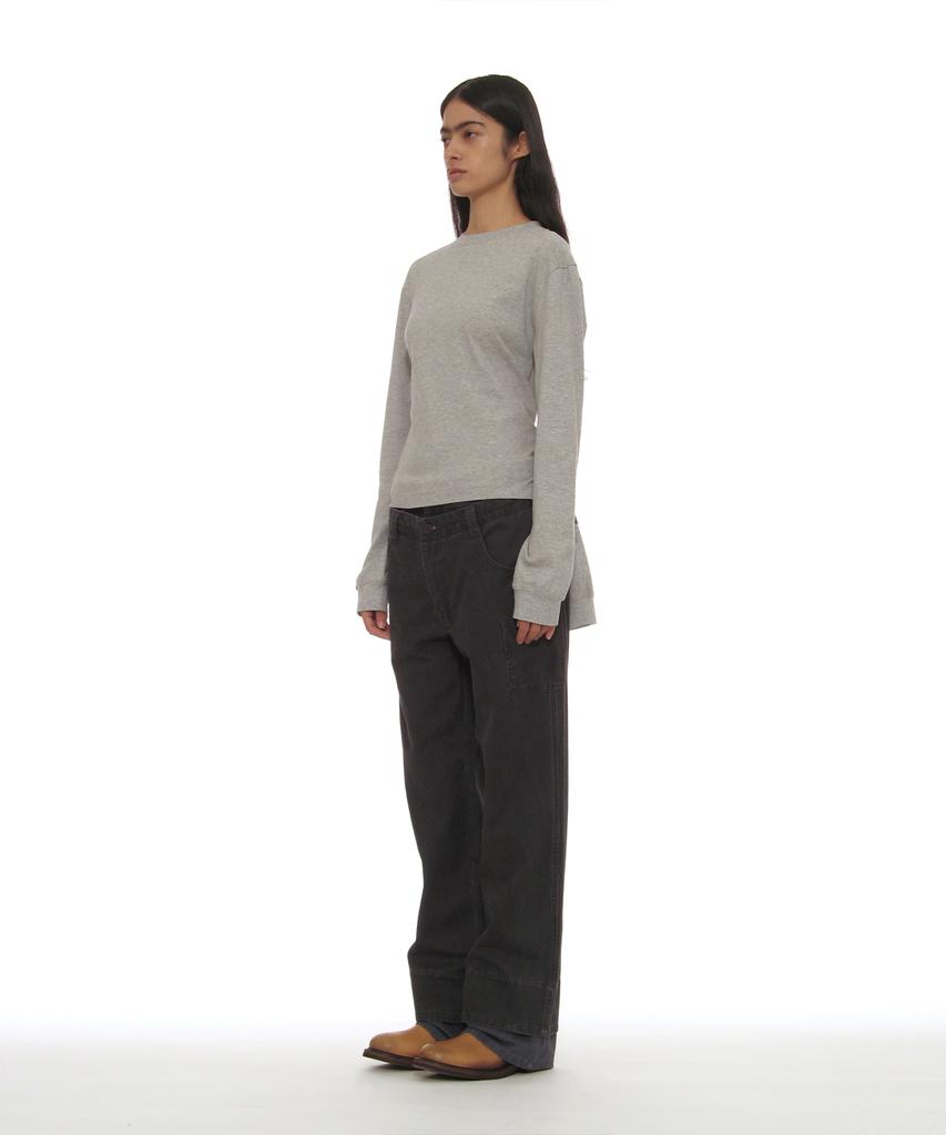 PARTIMENTO WOMEN Layered Sleeve Tie Long Sleeve Top_Melange
