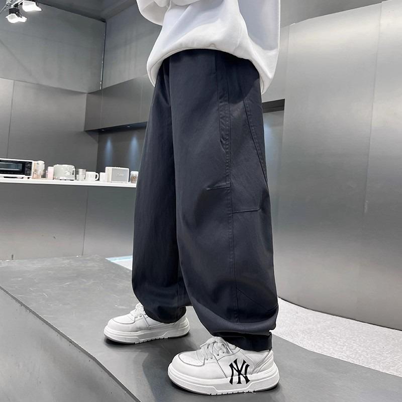 Boys Straight Loose Solid Color Casual Long Work Pants For Big Boys