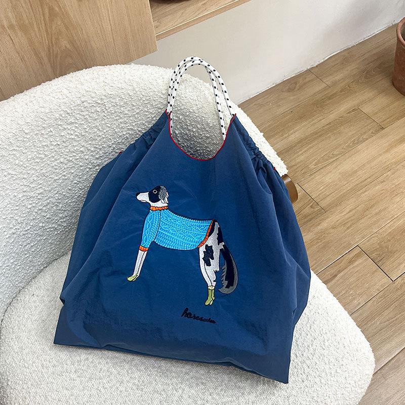 Women's Oxford Cloth Embroidered Handbag: Large Capacity, Nylon, Portable, Crossbody, and Shoulder Bag.