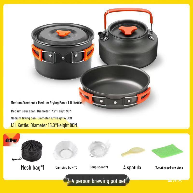 Portable Outdoor Camping Cookware & Kettle Set