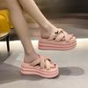 fashion Women's Outing Flip-flops 2024 New Summer Style Fashionable Thick-soled Height-increasing Muffin Open-toe Sandals Slippers Women