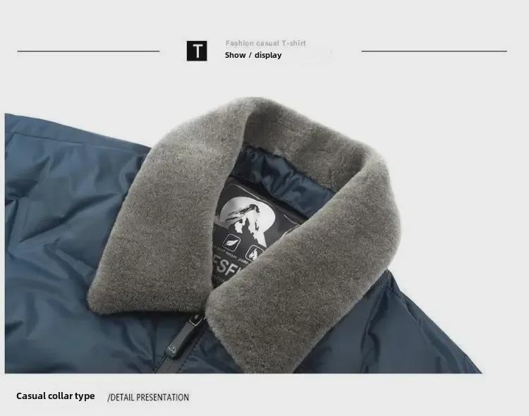 Herren Winter Samt Revers Baumwollmantel - Warm, Dick, Jacke für Mittelalte und Ältere Väter