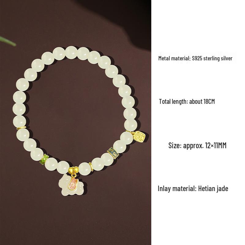 Hetian Jade Wealth Bracelet for Women - Dreamy S925 Silver & Jade New Year Horse Design