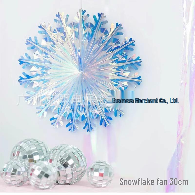 Seven-Color Gradient Flower Ball: Neon Film Snowflake Decoration for Parties & Events