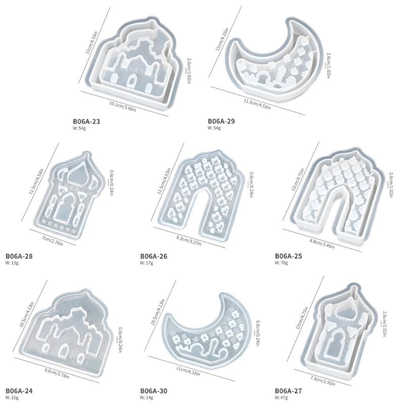 House Moon Shape Silicone Molds for Epoxy Resin Candle Holder Tealight Holder Home Decoration Gypsum Silicone Molds