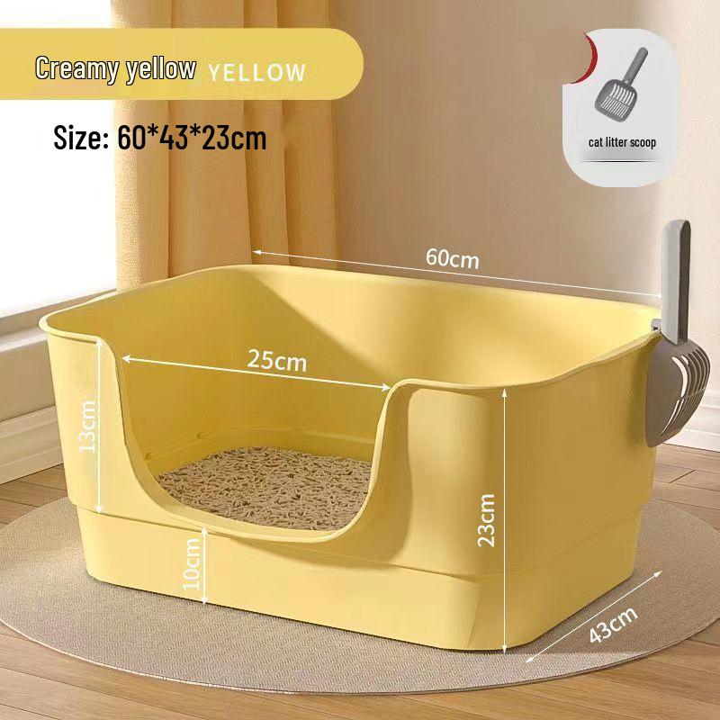 Extra Large Semi-Enclosed Splash-Proof Cat Litter Box for Maine Coons