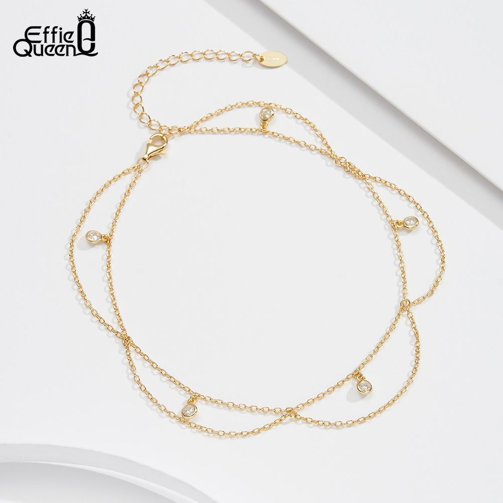 Effie Queen Fashion Flower Tassel Zircon Anklet Dainty 925 Sterling Silver Beach Leg Bracelet Anklets Foot Chain Jewelry SA72