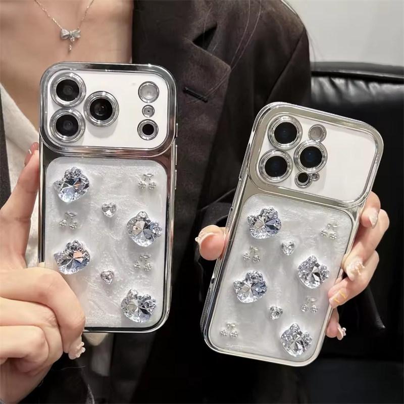 Luxury Electroplated Fashion Cherry KT Phone Case for iPhone 17 Pro Max 15 14 13 16 Pro Max Fundas Cute Cases Protective Cover