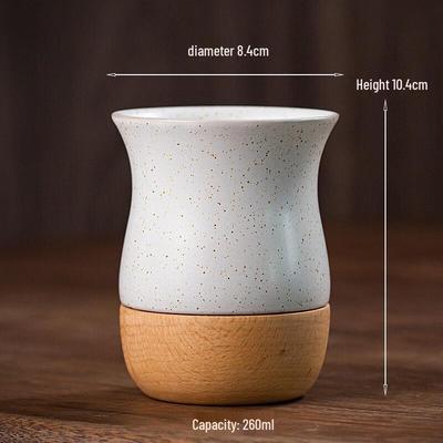 Retro Ceramic Coffee Mug with Wood Base