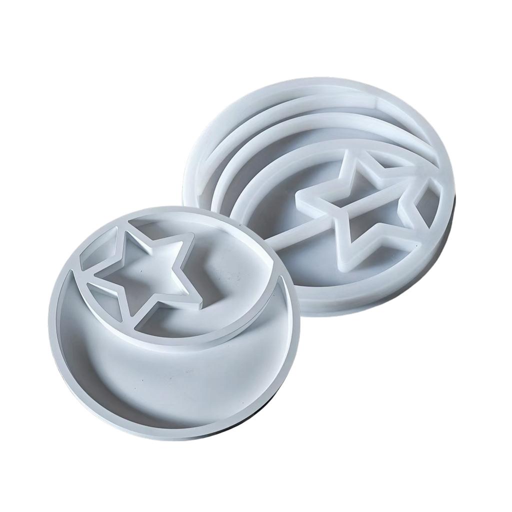 Sturdy Star and Moon Silicone Mold Round Tray Home Accessory for Crafting Supplies and Creative Storage Solution