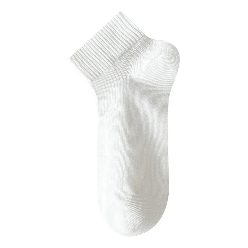 5 Pairs of Women's Spring and Summer Thin Breathable White Boneless Antibacterial and Deodorant Short Tube Cotton Socks