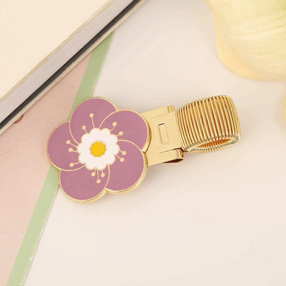 Metal Spring Pen Clips Bookmark Pen Loop Holder Portable Flower Pen Holder  Stationery Supplies