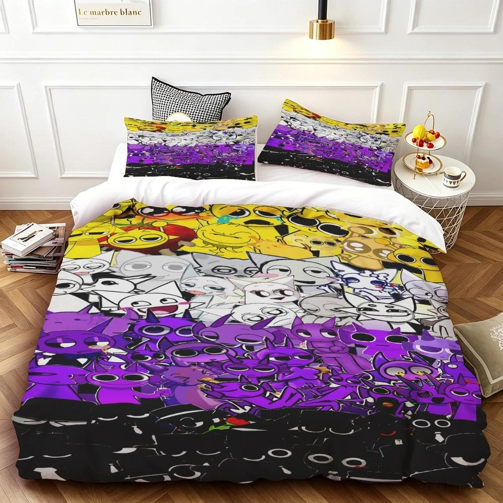 2026 NEUE Geschenke für Teenager Bettbezug-Set Game Sprunki Cartoon Bettwäsche-Set Bettdeckenbezug Hautfreundlich und Atmungsaktiv für Schlafzimmer Zuhause