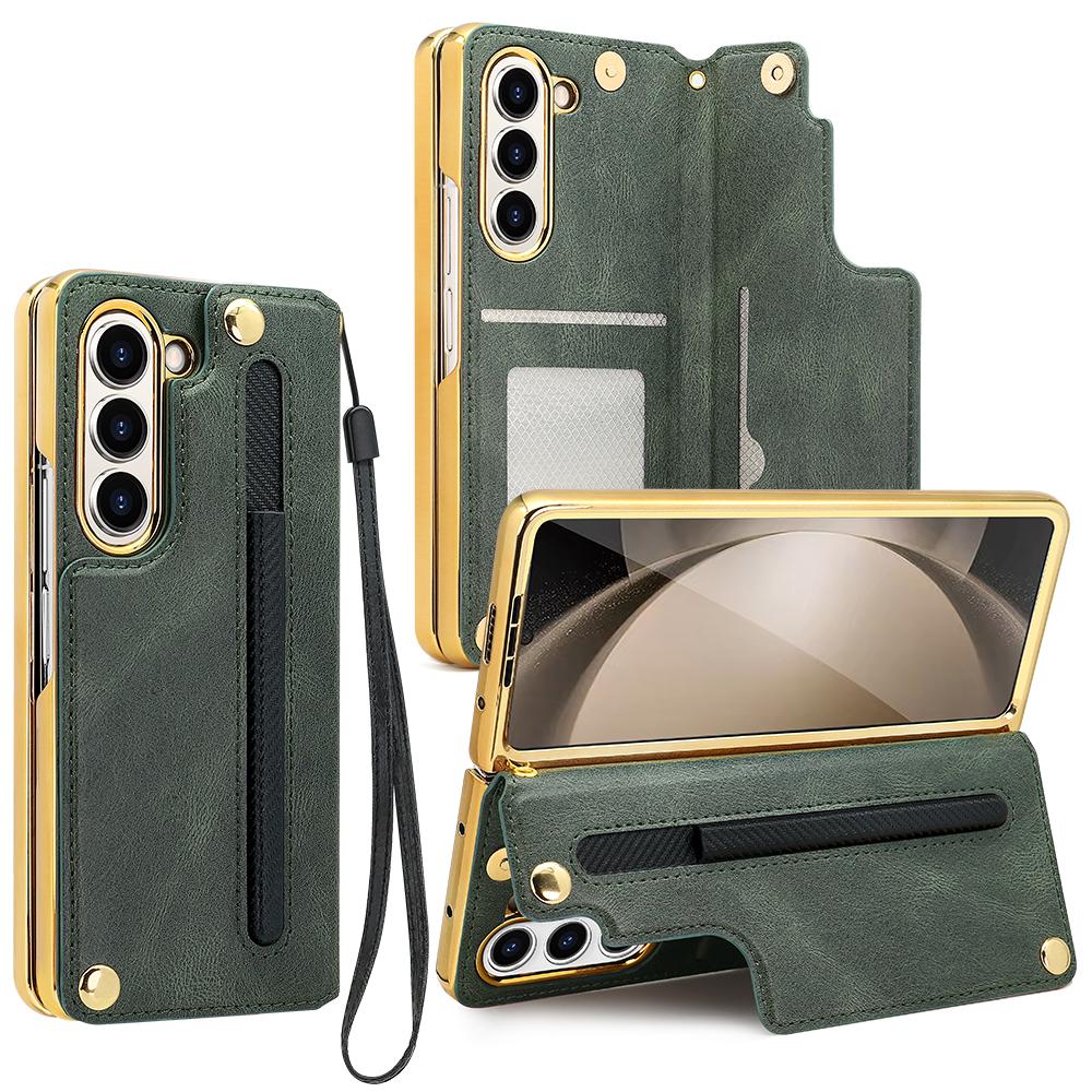 VIETAO PU Leather Z Fold 7 Phone Case With Pen Slot, Cards Wallet Holder,Hand Strap Compatible With Samsung Galaxy Z Fold 6 5 4