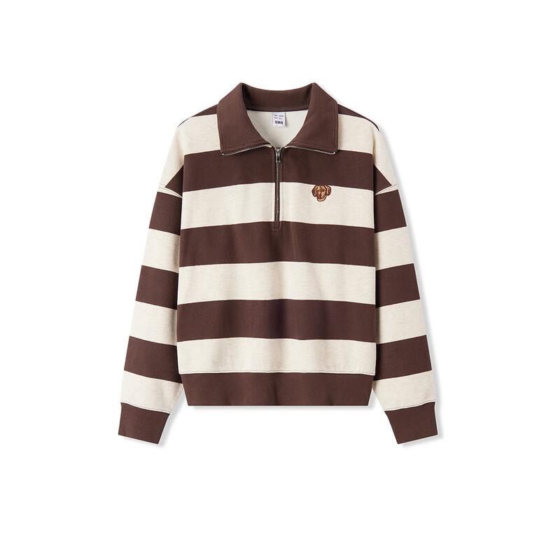 Semir Women's Oversized Striped Half-Zip Fleece Stand Collar Sweatshirt