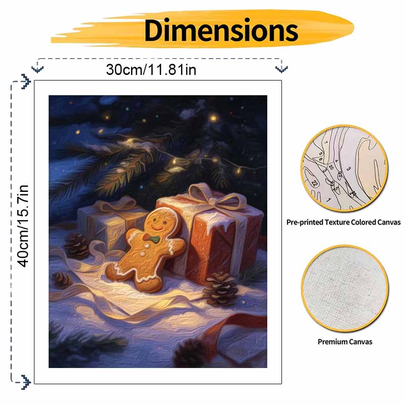 Christmas Gingerbread Man Gift Box Pine Cone Digital Painting Oil Painting Art Kit Hand Painting Home Decoration Painting