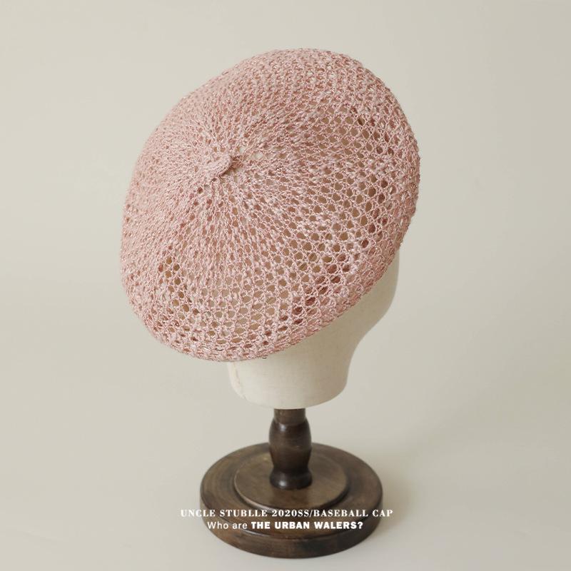 Artistic Niche Design Hollowed-out Beret for Girls - Versatile, Lightweight & Breathable Summer Painter Hat