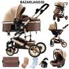 BAZARLAND30. 3-in-1 Portable Baby Stroller, Aluminum Frame for Newborn. Khaki