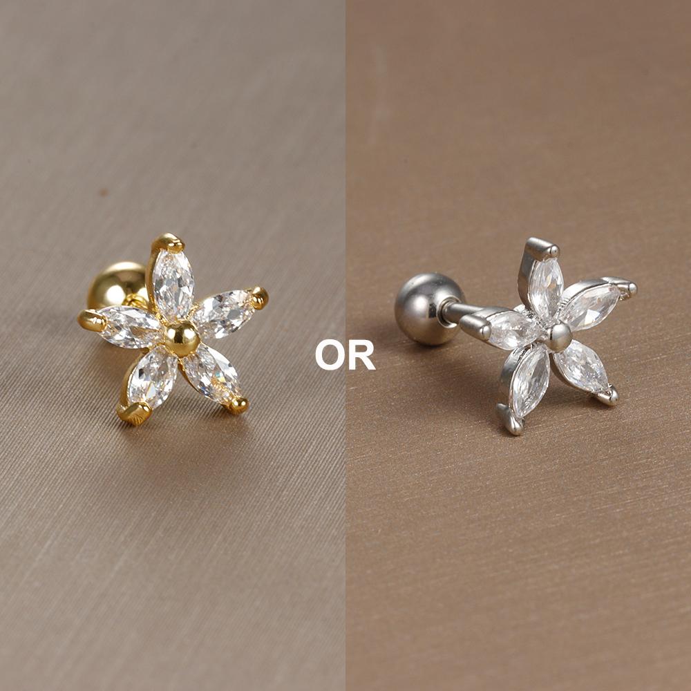 1PC 316L Stainless Steel Mini Zircon Cartilage Piercing Stud Earring For Women Girl Helix Tragus Body Zircon Statement
