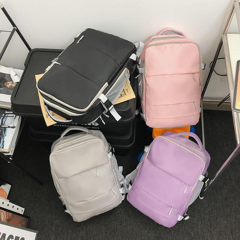 Simple Solid Color Computer Bag Locomotive Ins Wind Men's and Women's Business Trip Commuting Daily Backpack