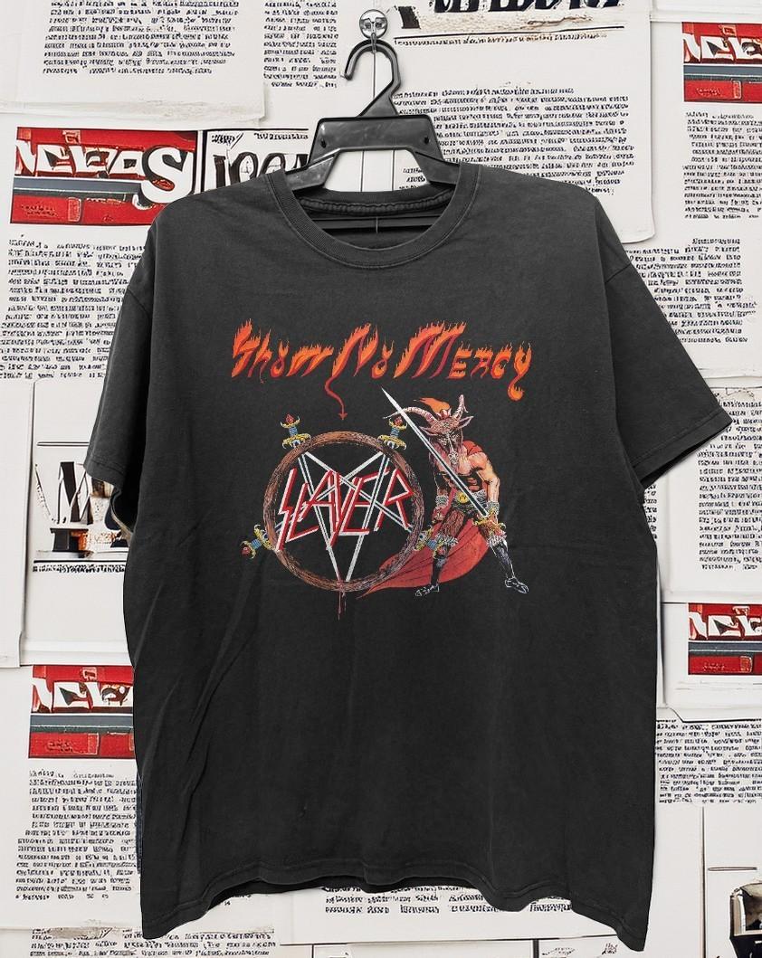 HOT! Slayer Show No Mercy Retro Unisex Black Cotton T-Shirt XXXXL
