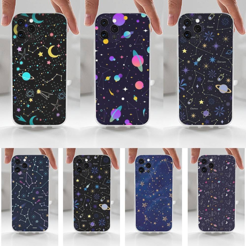 Starry Night Constellations Phone Case For iPhone Max,Plus,11,14,13,XR,SE,12,15,Pro,17,16,X,XS,Mini Transparent Soft Cover
