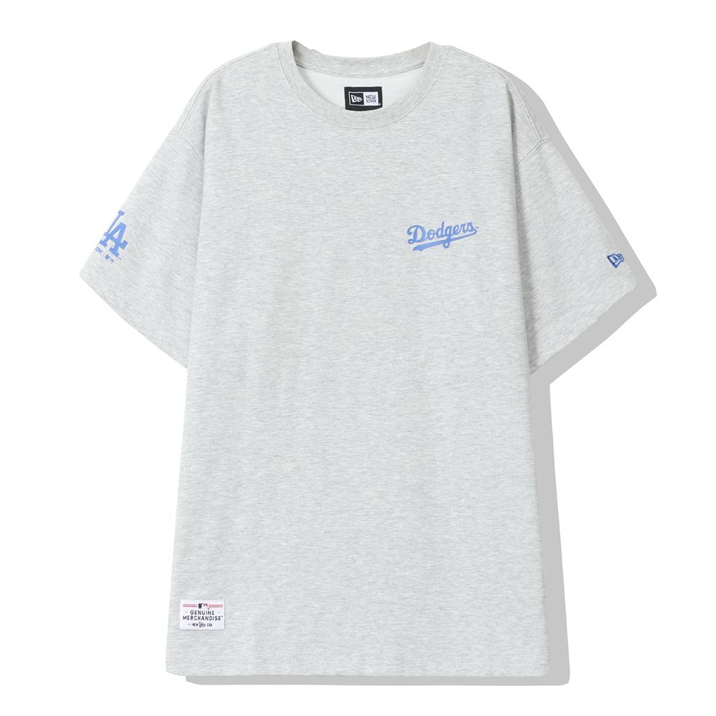 New Era Knit Short Sleeve Tee Acaclub Losdod Gray MLB Los Angeles Dodgers Back Logo Crew Neck T-Shirt Unisex Tops 14726606