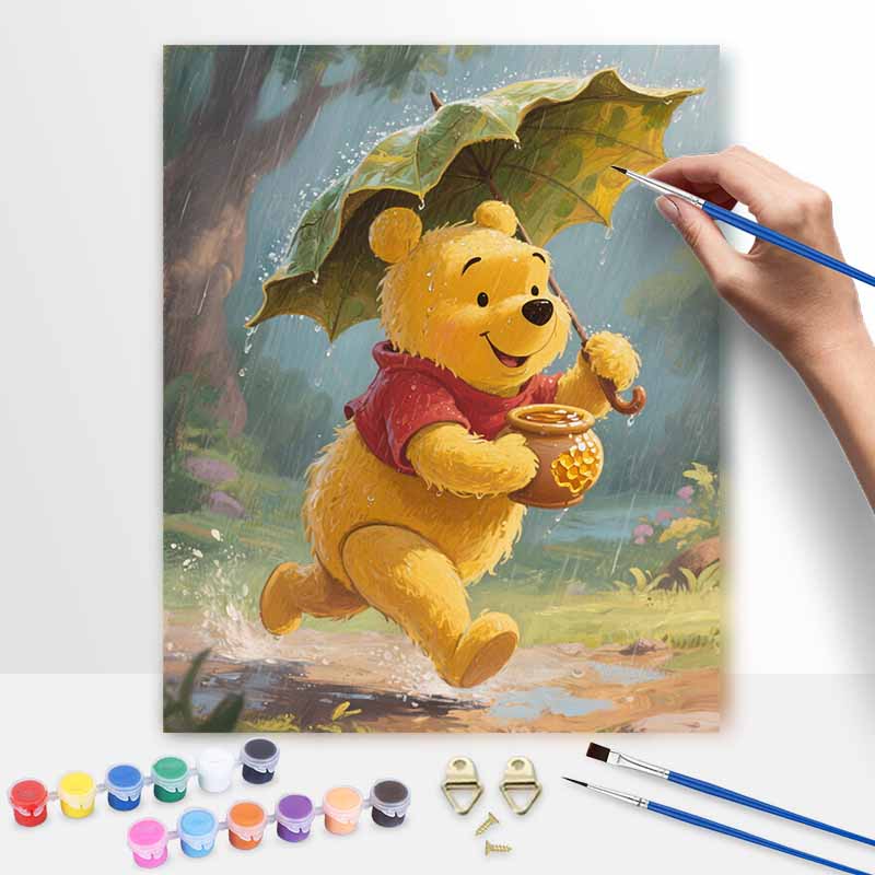 Disney Winnie the Pooh Rain Umbrella Honey Pot Digital Oil Painting Art Kit Hand Painted Home Decor