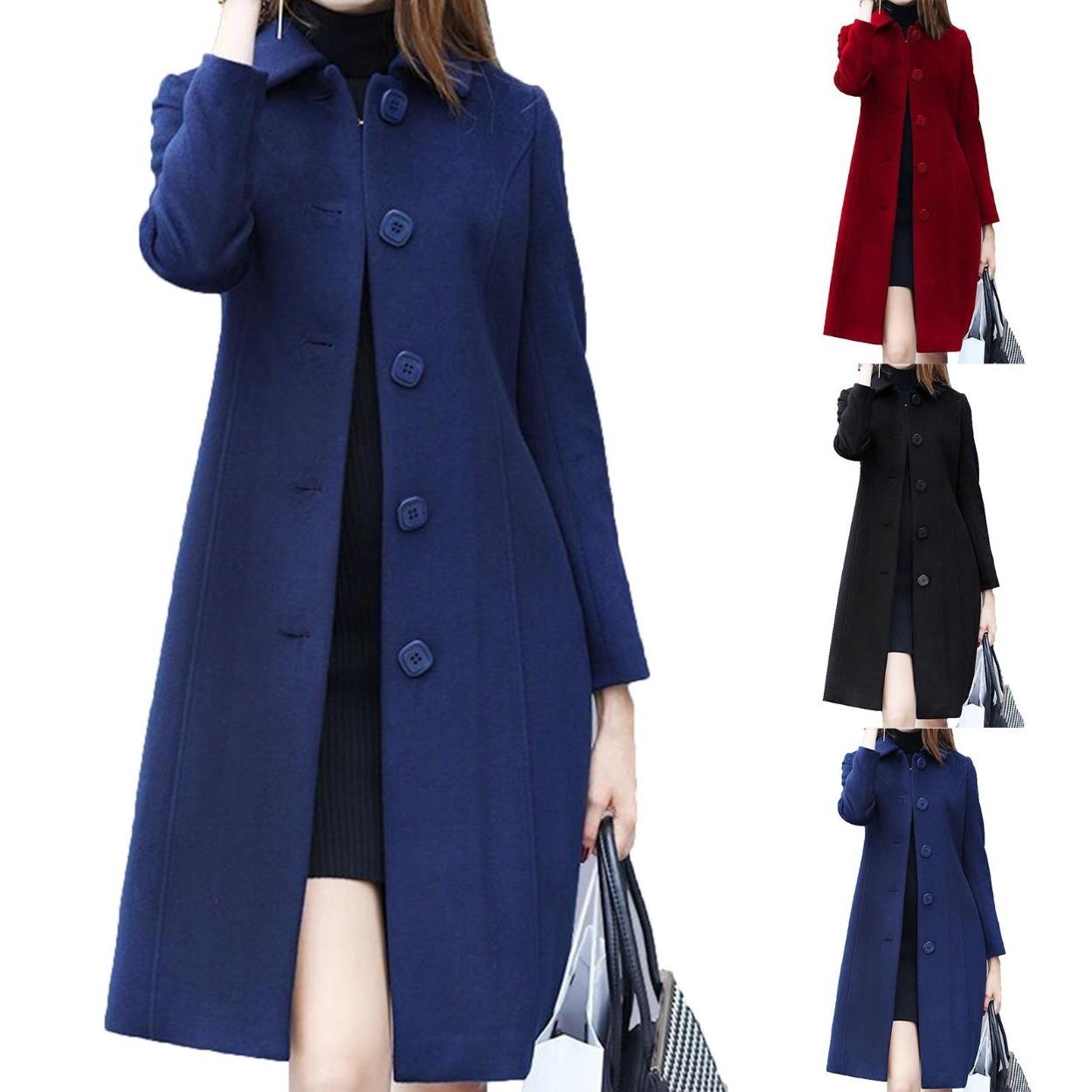 

Женское модное повседневное однобортное пальто с длинным рукавом S чёрный