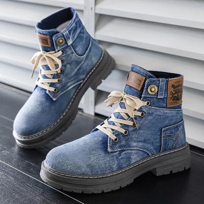 Cowboy Boots Men Denim Boots Vintage Casual High Top Boots Men Work Shoes Large Size Outdoor Tooling Boot Man Motorcycle Boots
