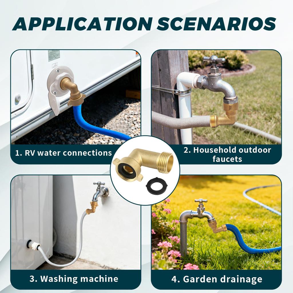 Brass Garden Hose Adapter Brass 90 Degree Hose Elbow Connector Home Garden Hose Joint Adapter Fittings Hose Quick Connector