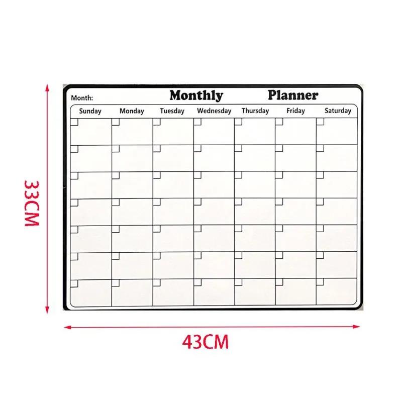 Magnetisk kjøleskapskalender - Sterk magnetisk bakside, Glatt tørrslettende overflate, Praktisk kalender, Holdbar whiteboard-tavle