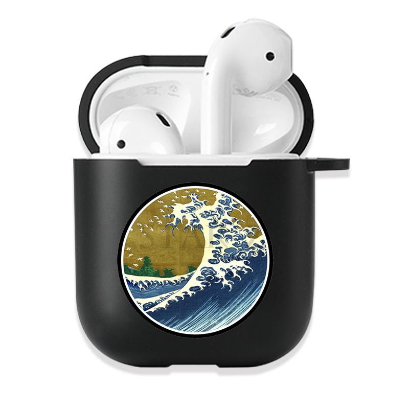 Soft Black Silicone Case for Apple Airpods Pro 3 2 1 The Great Wave of Kanagawa Bluetoooth Wireless Earphone Cases Airpod Cover