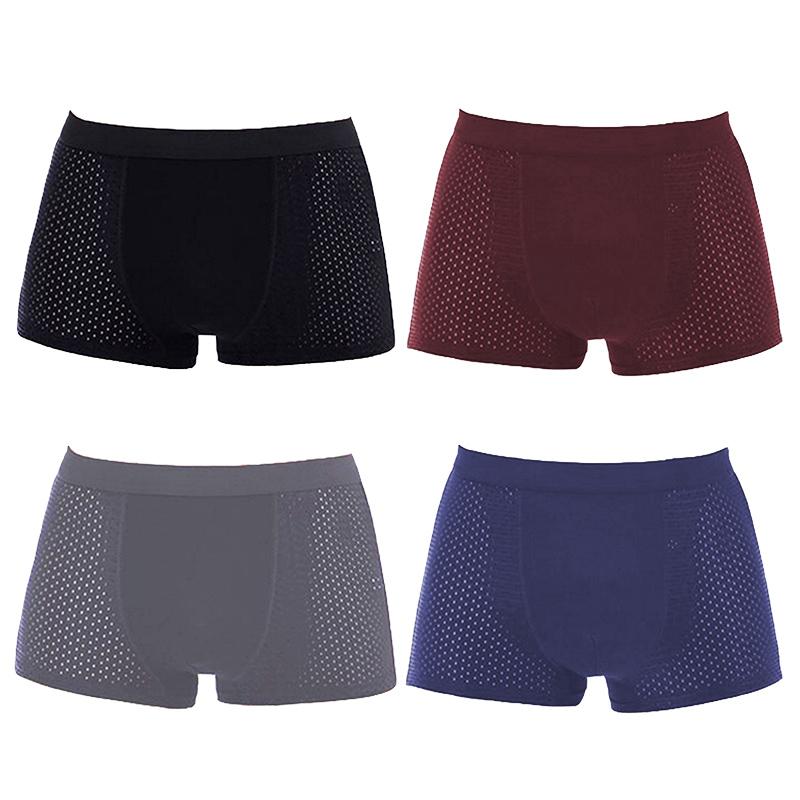 1/4 SZT Męskie Bokserki Bambusowe Majtki Bielizna Bokserki Oddychające Hombre Dziura Seksowne Szorty Lingerie Siateczkowe Majtki