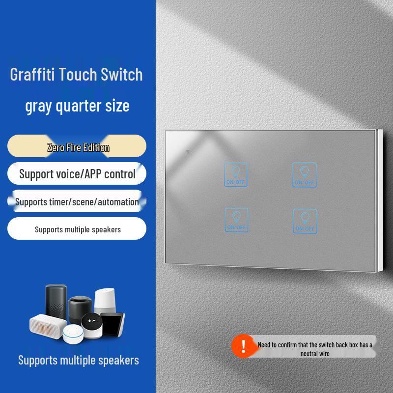 Graffiti Smart WiFi Wall Switch with Alexa & Google Voice Control, US/EU Specs, Touch Panel