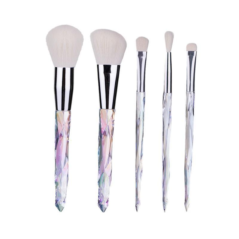 New 5 makeup brushes set Colorful diamond transparent makeup brush set Crystal handle beauty makeup tool