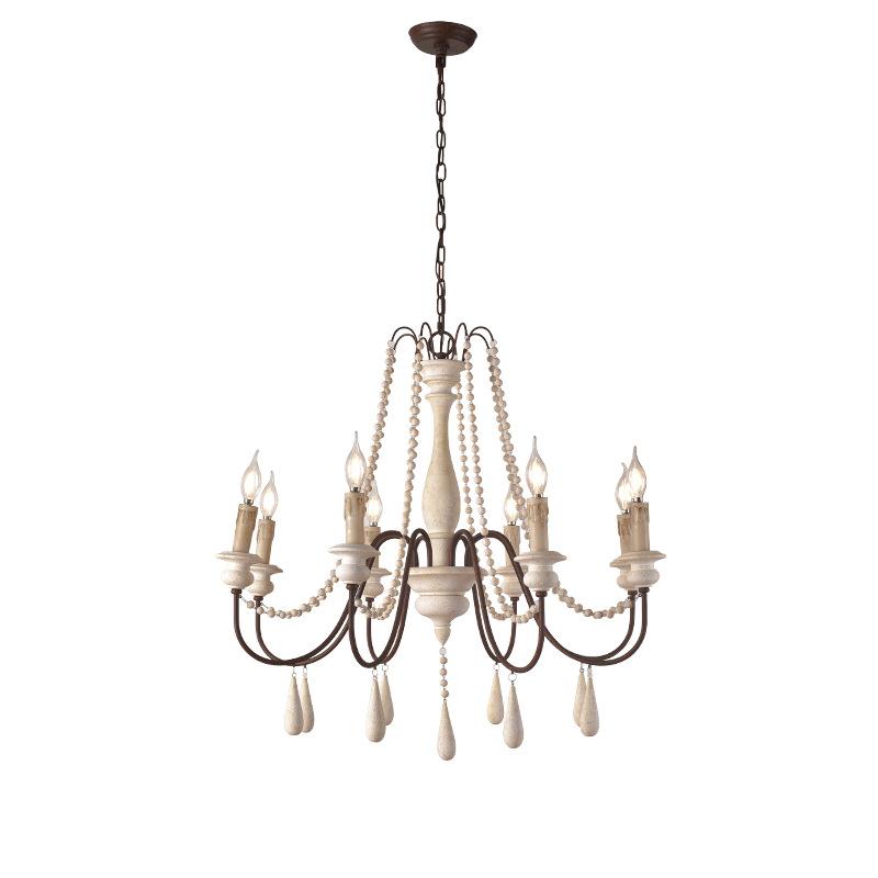 Retro Solid Wood Chandelier Lighting Lustres For Living Room Bedroom Kitchen Home Decor Light Fixtures Candle Lamps