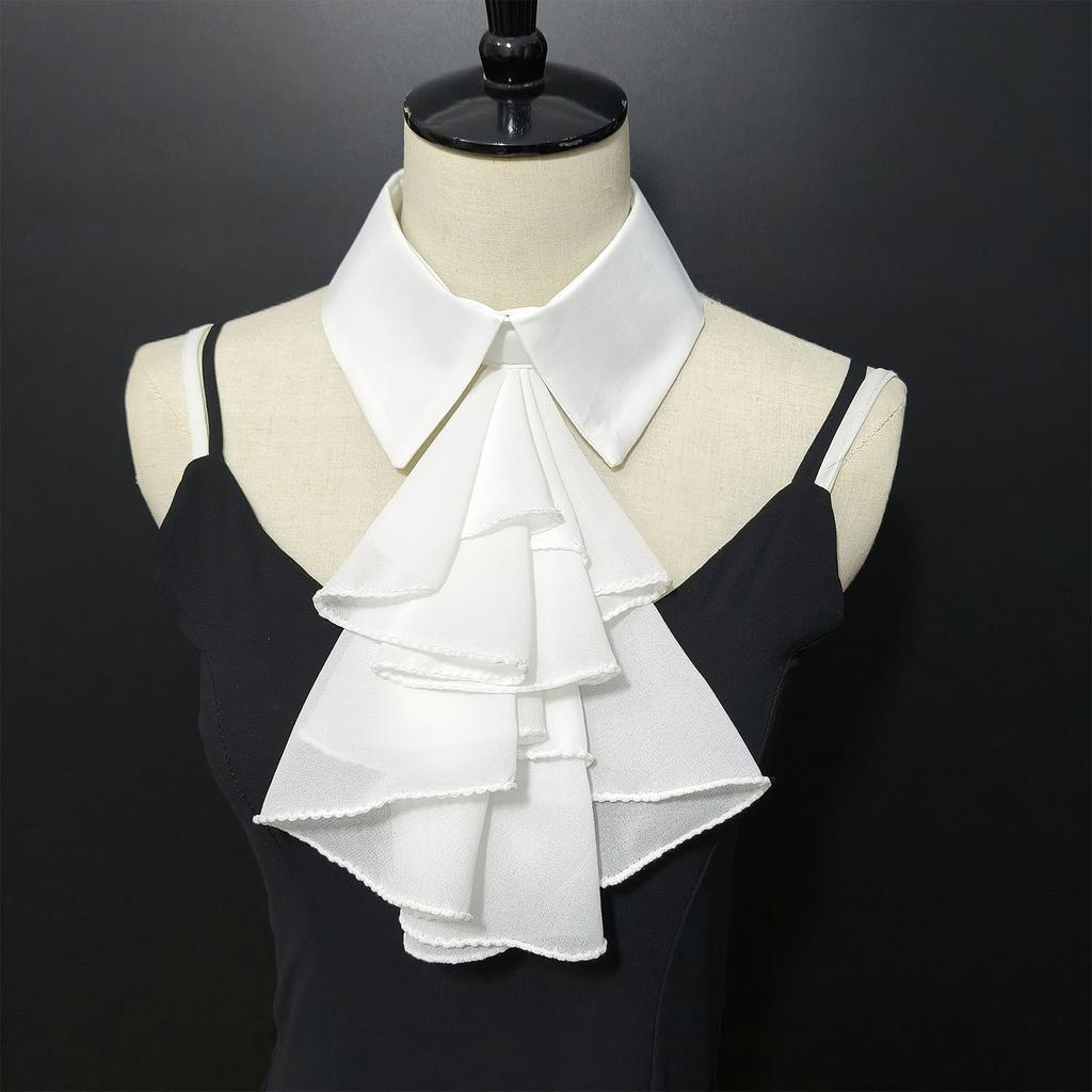 Fashion Detachable Shirt Collar Accessory Victorian Layered Ruffled Front Lapel False Collar Blouse Top for Women Favor