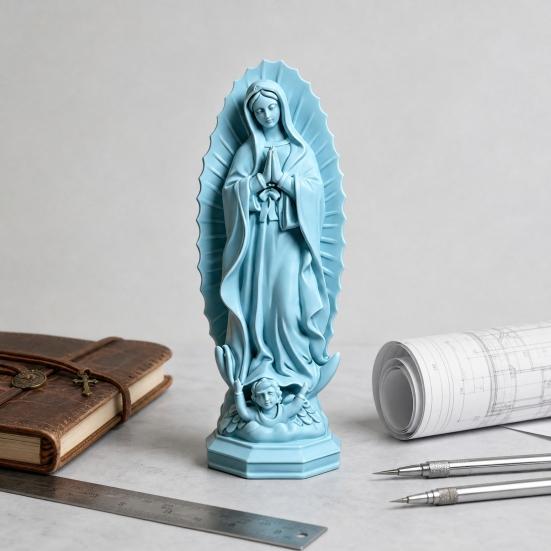 Virgin Mary Statue, Religious Resin Sculpture, Blessed Holy Mother Figurine for Catholic Home Desk Decor