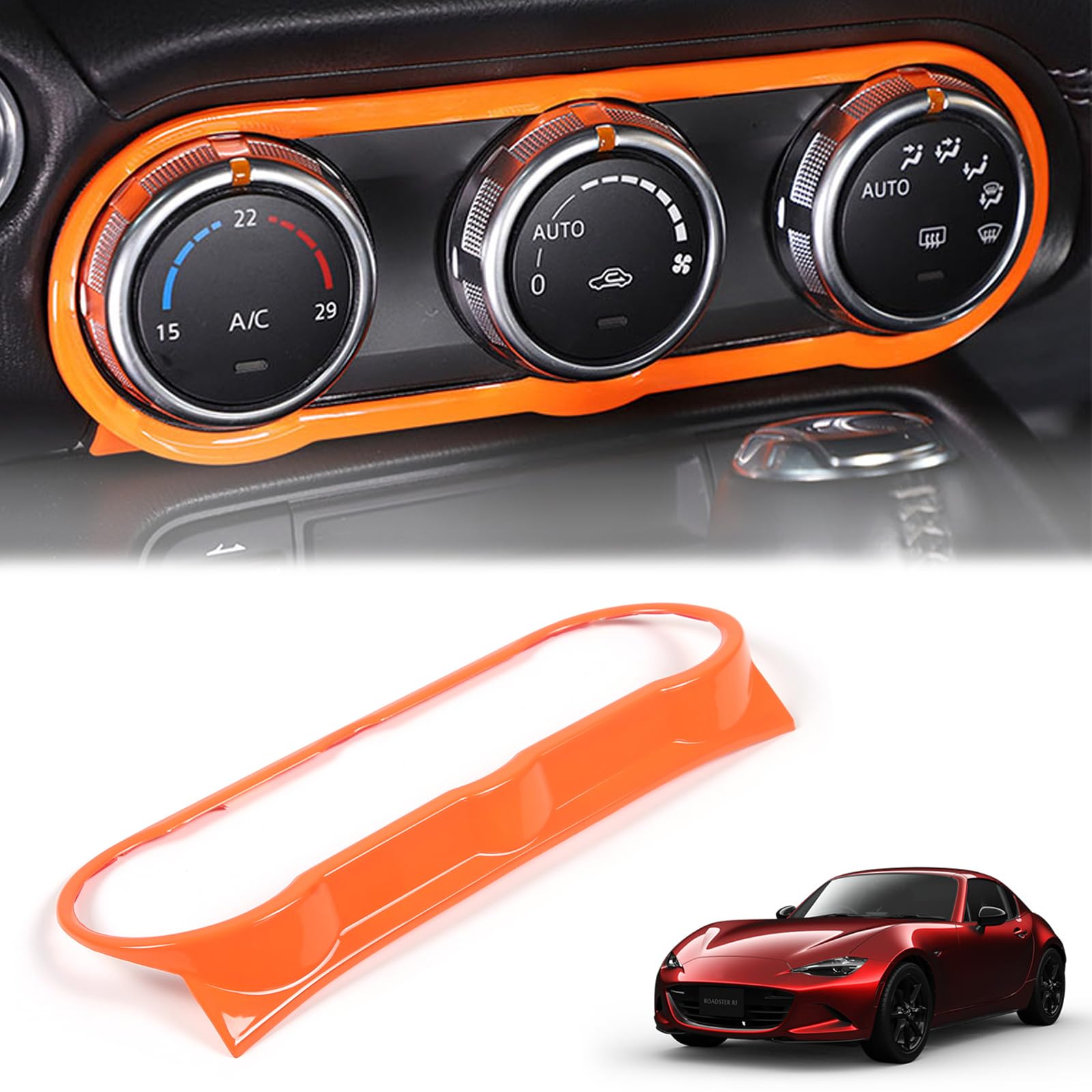 

Hcilloend Switch Control Knob Control Easy Decorative Interior Custom Car Supplies for New Mazda Roadster RF ND Series A/C Frame, A/C Panel, A/C Box, оранжевый