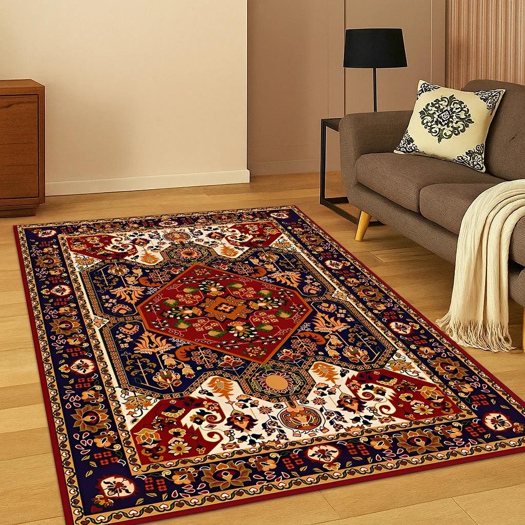 

Богемский персидский геометрический ковер с цветочным узором, ретро коврик для дома, спальни, гостиной, дивана, придверный коврик, украшение, печатные напольные коврики 40x60CM