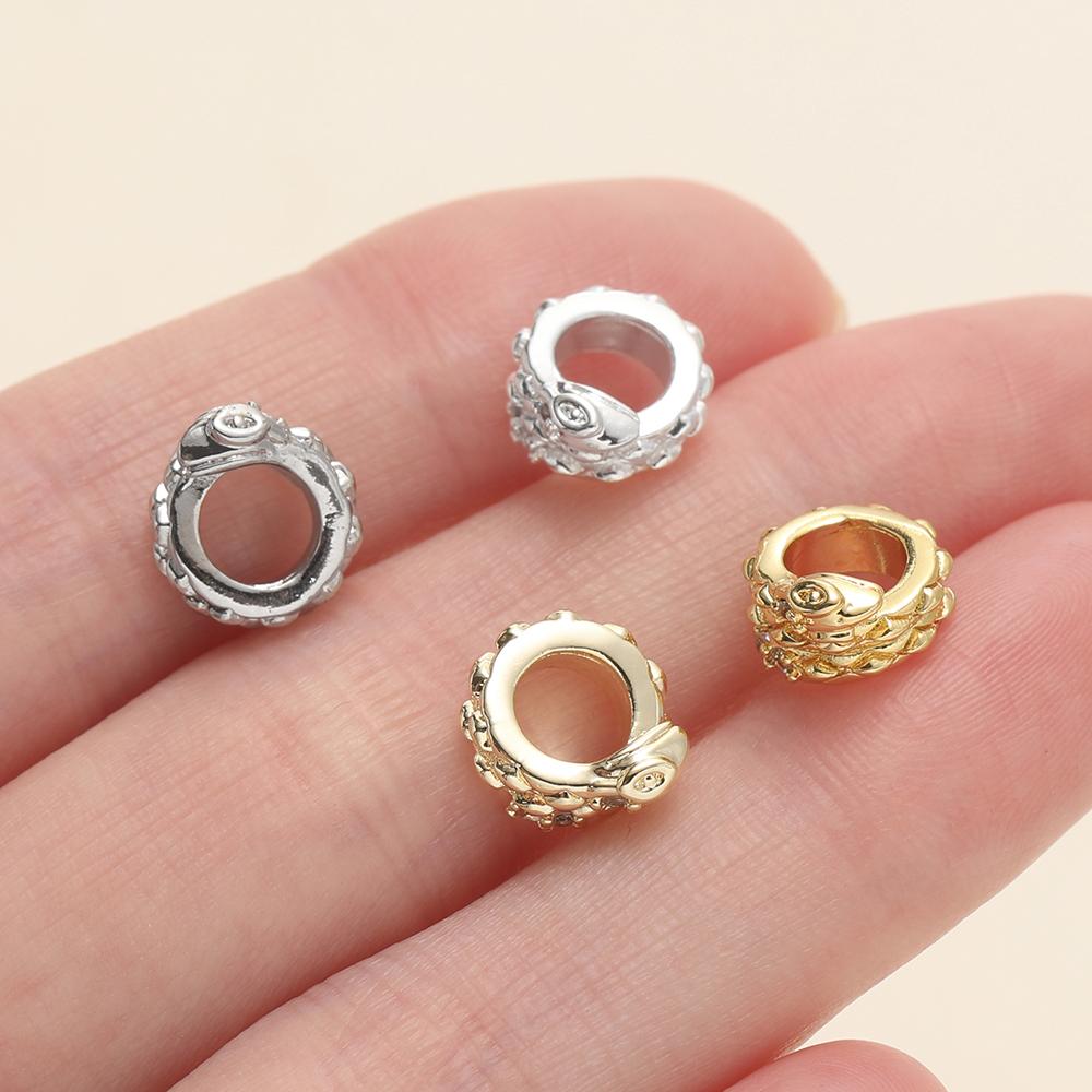 2Piece/Lot 9*10mm 14/18K Gold Color Plated Spacer Beads with Zircon for DIY Necklace Bracelets Jewelry Making Accessories