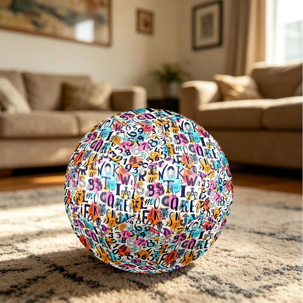 1pc Abstract Alphabet Art Colorful Number Outdoor Sports Football, Size 5, Comfortable And Durable Feel,Gift yy26060425